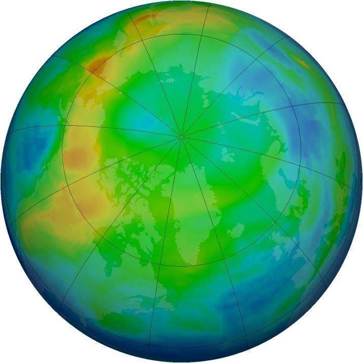 Arctic ozone map for 12 December 1992